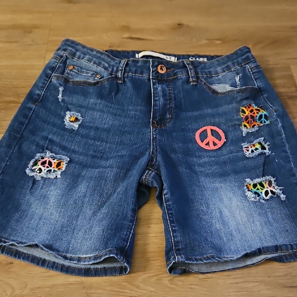 Claire's Blue Jean Shorts with Distressed Details